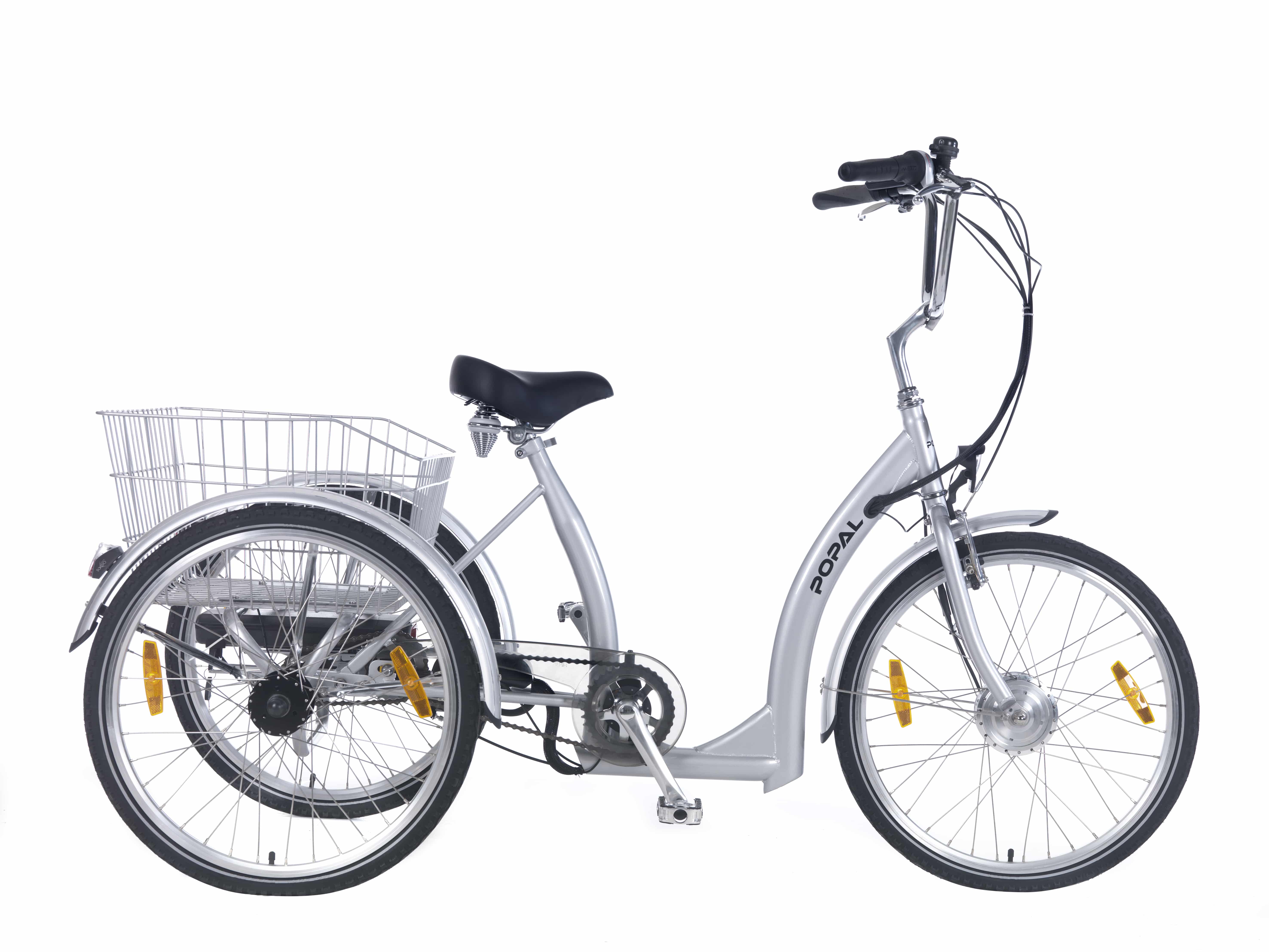 Elektrische E-Luxe Driewieler fiets 24 Zilver Fietshemel