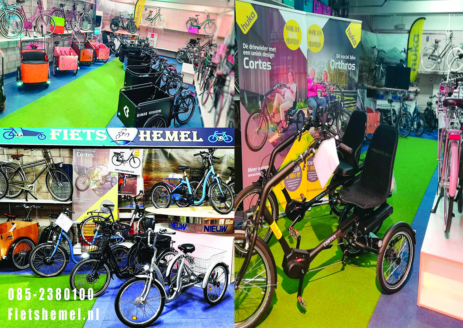 Experience Center fietsen voor senioren en gezinnen Bakfietsen en elektrische driewielers met ondersteuning lage instap fietsen elektrisch Fietshemel 