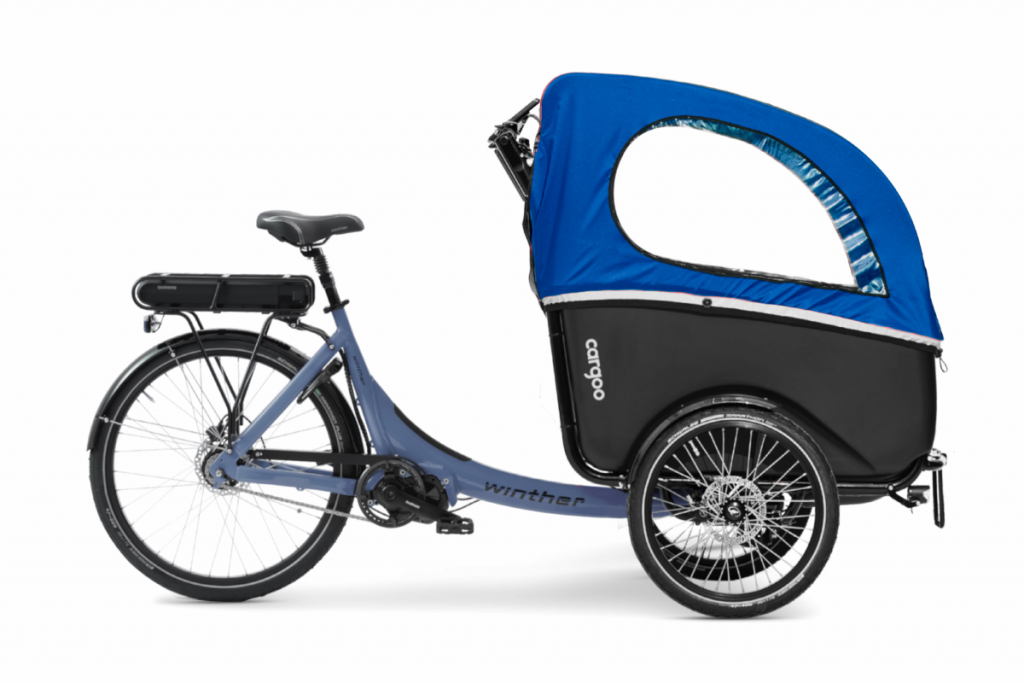Winther_Bikes_cargo_E-cargo_Cargoo_Ocean_Blue_Shimano_STePS_Rside