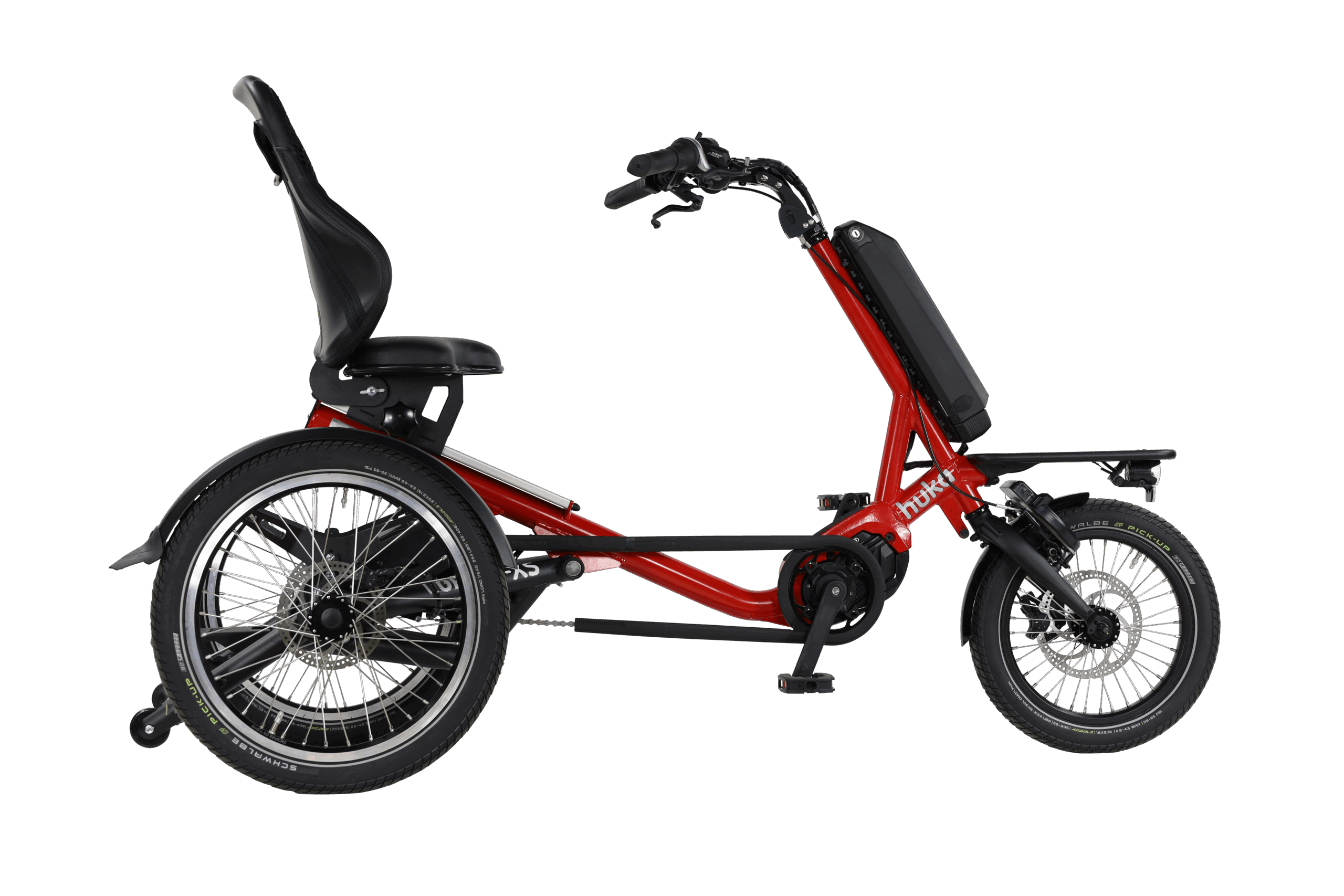 Huka-Cortes-XS Volwassenen driewieler fiets senioren met evenwichtsstoornis _zijaanzicht-RAL3002 Huka-Cortes-XS Volwassenen driewieler fiets senioren met evenwichtsstoornis _zijaanzicht-RAL3002