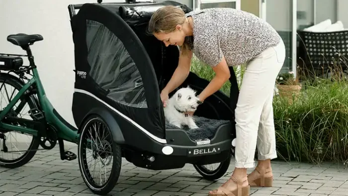 Winther Kangeroo Bakfiets voor met hond